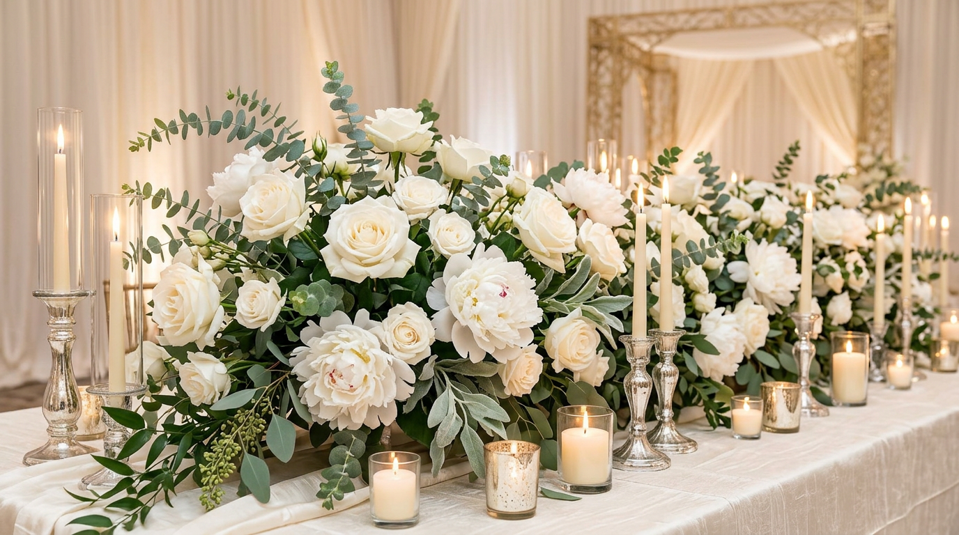 Soft pink and white roses